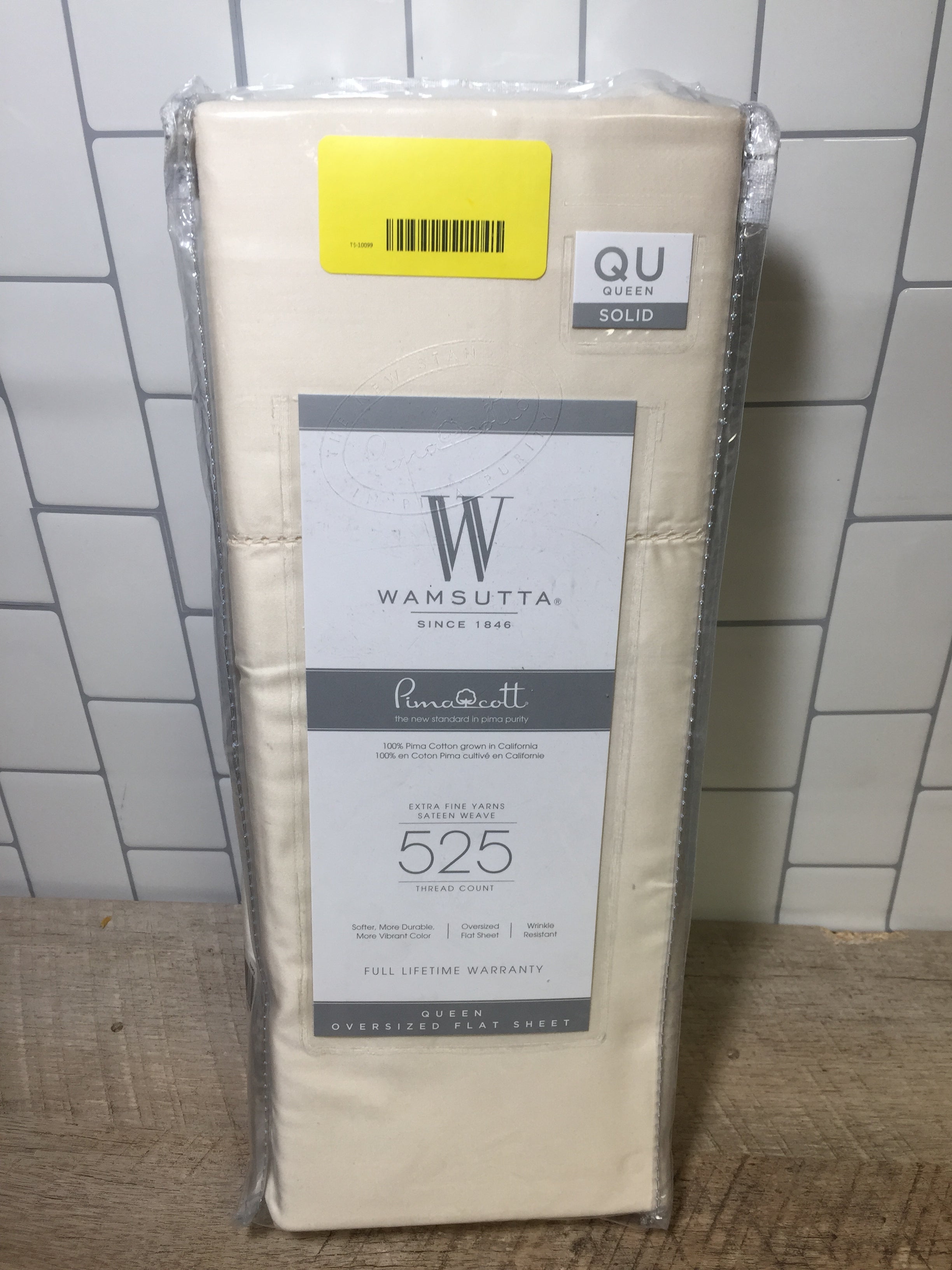 Wamsutta Queen Solid Flat Sheet 525 Thread Count Ivory (7008933642423)
